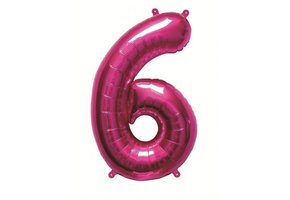 Cijfer Mini Magenta 6 - 16"/40cm zelfsluitend