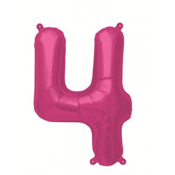 Cijfer Mini Magenta 4 - 16"/40cm zelfsluitend