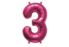 Cijfer Mini Magenta 3 - 16"/40cm zelfsluitend