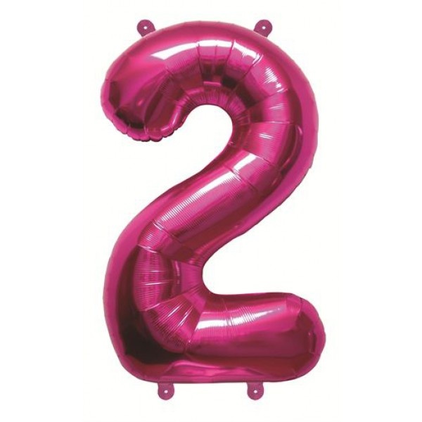 Cijfer Mini Magenta 2 - 16"/40cm zelfsluitend