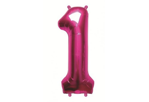 Cijfer Mini Magenta 1 - 16"/40cm zelfsluitend