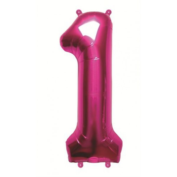 Cijfer Mini Magenta 1 - 16"/40cm zelfsluitend
