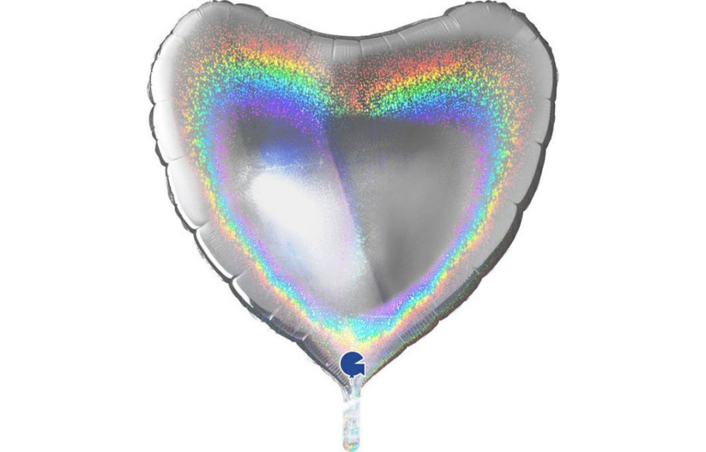 SALE > Heart - Glitter Holographic - Silver - 36 inch - Grabo