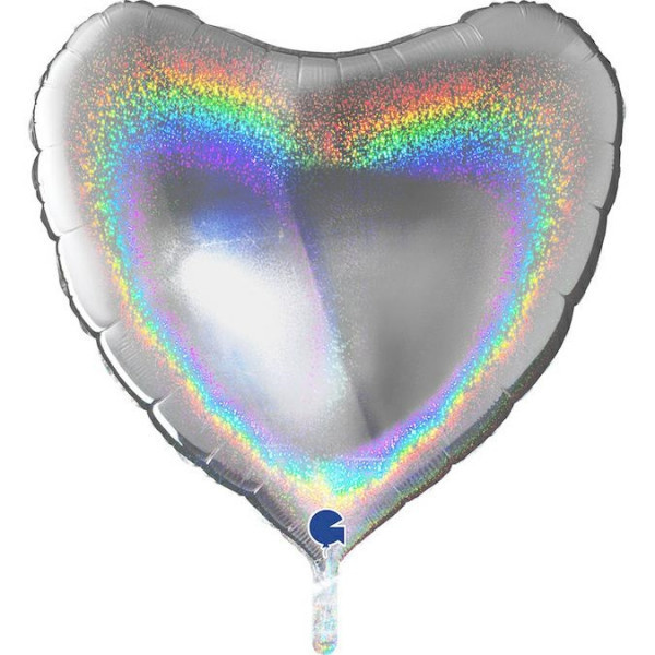 SALE > Heart - Glitter Holographic - Silver - 36"/91cm