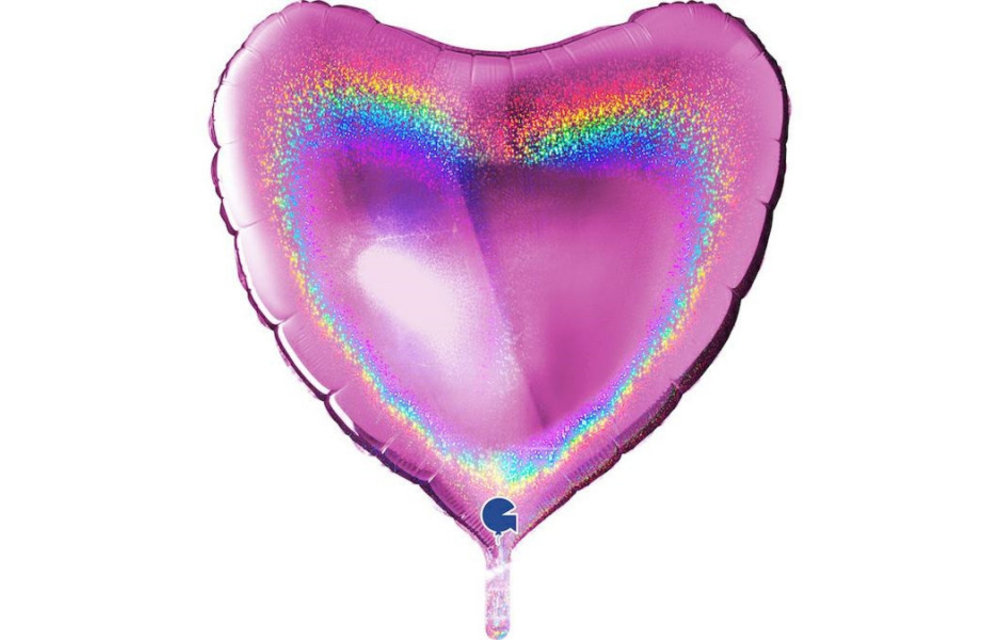 SALE > Heart - Glitter Holographic - Fuchsia - 36 inch - Grabo