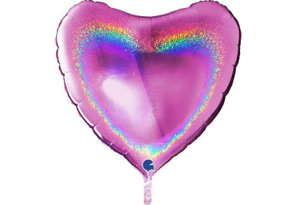 SALE > Heart - Glitter Holographic - Fuchsia - 36 inch - Grabo