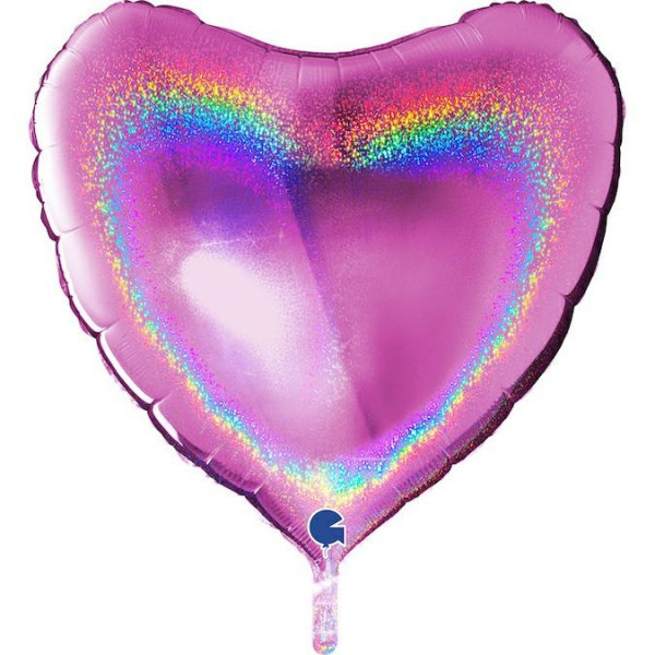 SALE > Heart - Glitter Holographic - Fuchsia - 36 inch - Grabo