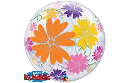 BUBBLE Happy Birthday Flowers & Filigree - 22"/56cm
