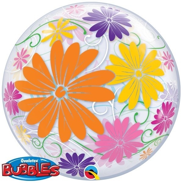 BUBBLE Happy Birthday Flowers & Filigree - 22"/56cm