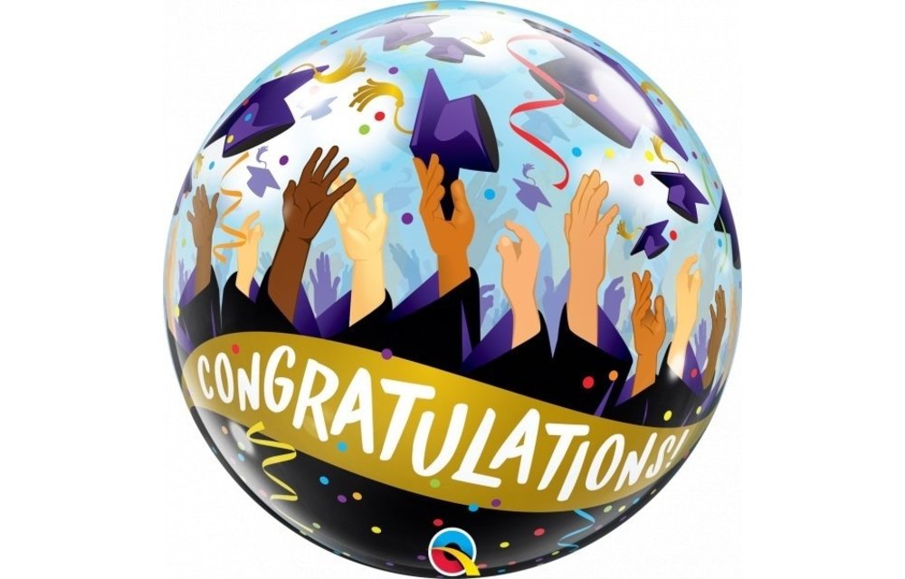 BUBBLE Congratulations Grad Caps - 22 inch - Qualatex