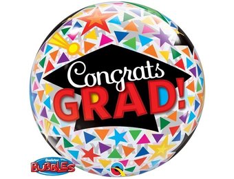BUBBLE Congrats Grad Caps & Triangles - 22"/56cm