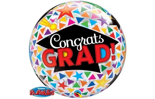 BUBBLE Congrats Grad Caps & Triangles - 22 inch - Qualatex