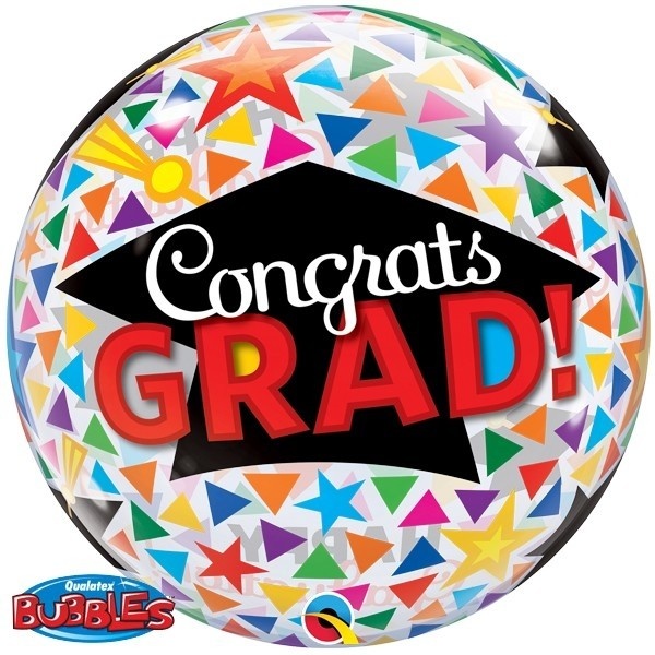 BUBBLE Congrats Grad Caps & Triangles - 22 inch - Qualatex