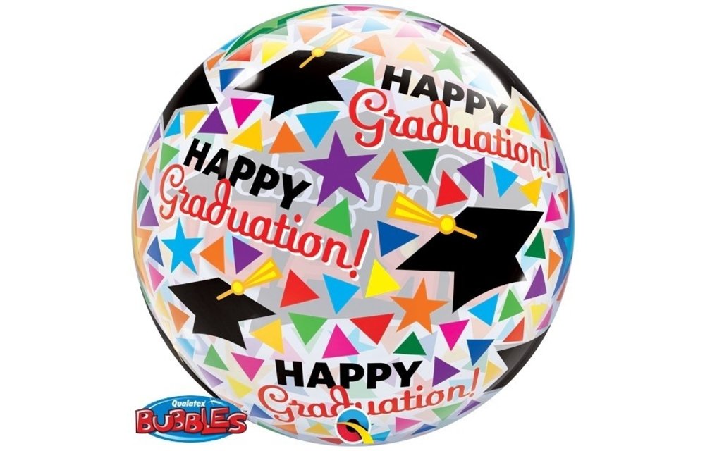 BUBBLE Congrats Grad Caps & Triangles - 22 inch - Qualatex
