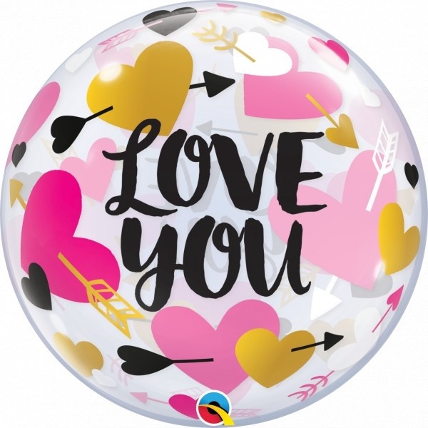 BUBBLE Hearts & Arrows Love You - 22 inch - Qualatex