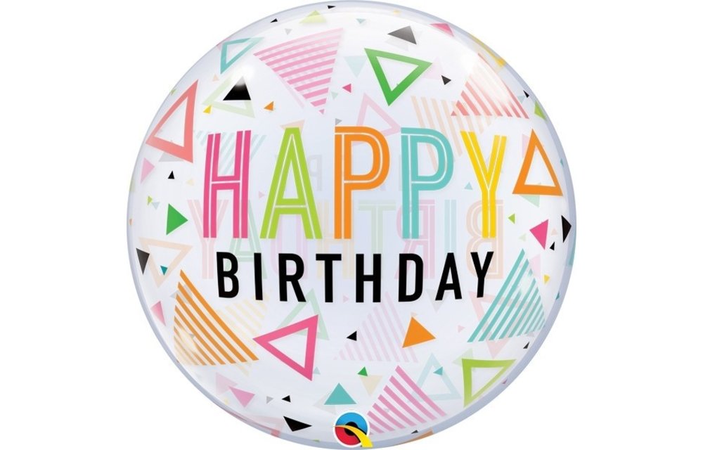 BUBBLE Rainbow Triangles Birthday - 22 inch - Qualatex