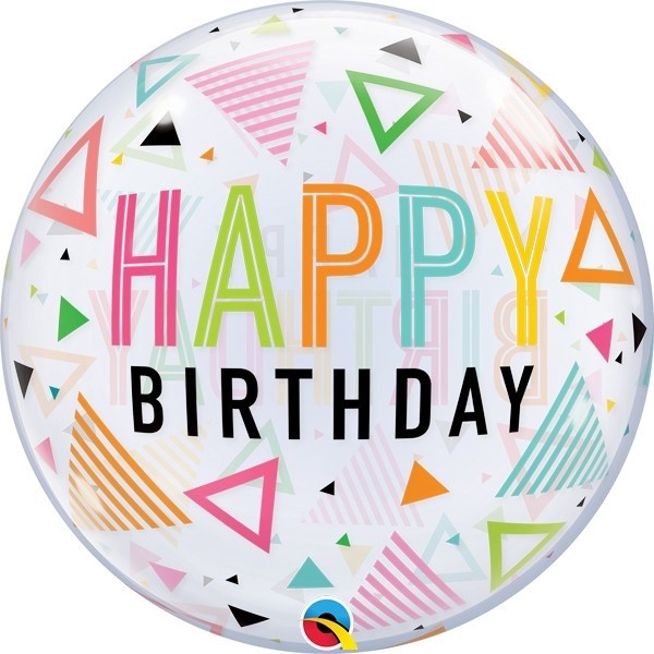 BUBBLE Rainbow Triangles Birthday - 22 inch - Qualatex