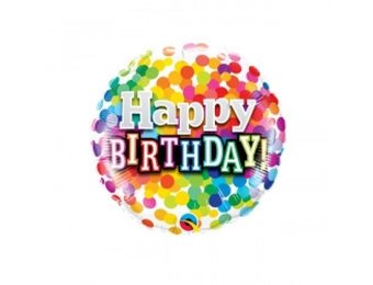 MICRO - Birthday - Rainbow Confetti - 9 inch - Qualatex -VOL