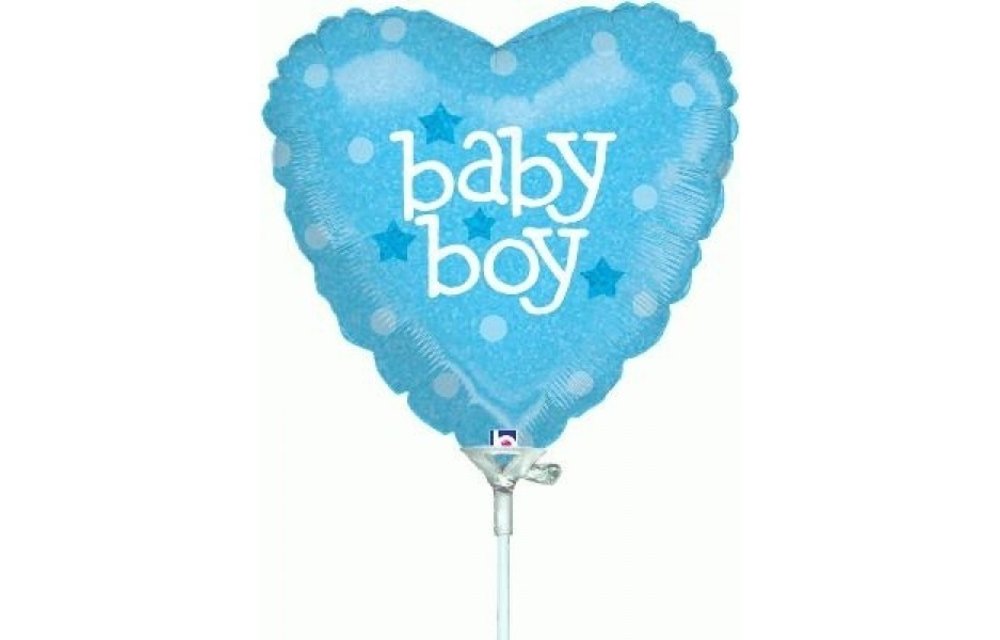 MICRO - HEART Baby Boy Glittering - 9inch - Betallic - 10 stuks