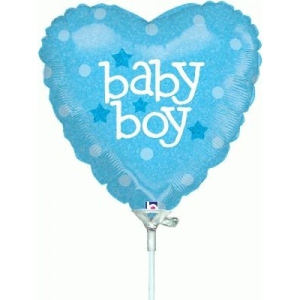 MICRO - HEART Baby Boy Glittering - 9inch - Betallic - 10 count