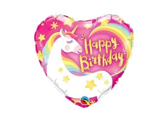MICROFOIL - HEART Birthday Magical Unicorn - 9 inch - Anagram - Airfilled