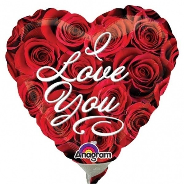 MICROFOIL - HEART Love You Roses - A9" leeg