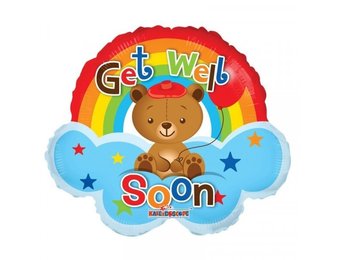 14"/35cm - Get Well Soon Rainbow - zelfsluitend incl.stick