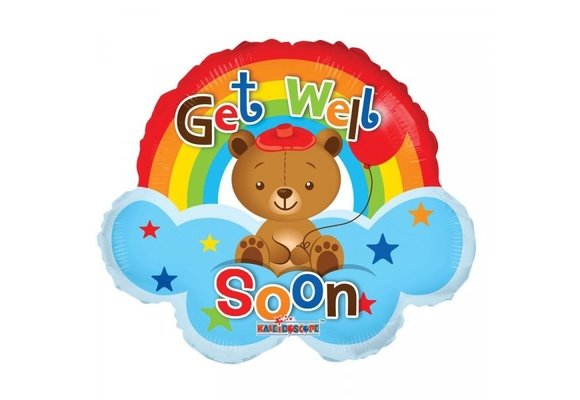 14"/35cm - Get Well Soon Rainbow - zelfsluitend incl.stick