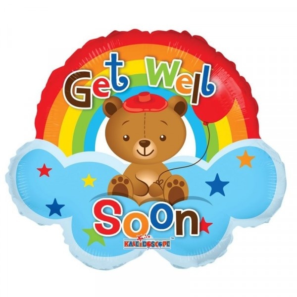 14"/35cm - Get Well Soon Rainbow - zelfsluitend incl.stick