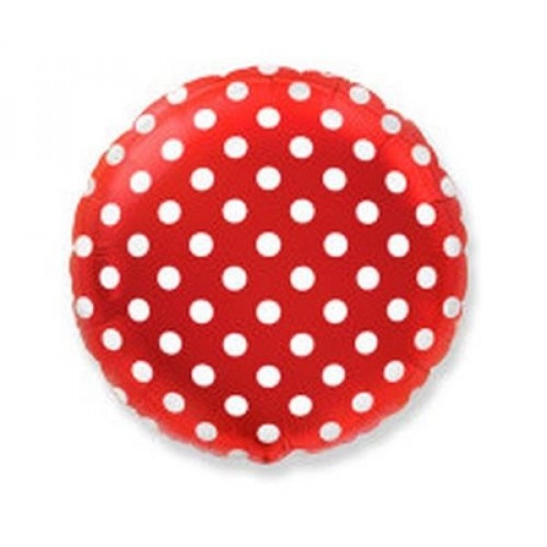 Round - Polka Dots Red - 18 inch - Flex