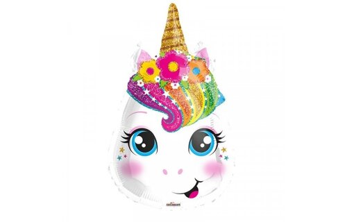 Unicorn Head - Glitter Rainbow - K18"