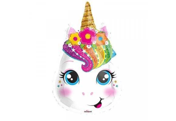 Unicorn - Head Glitter Rainbow - 18 inch - Kaleidoscope