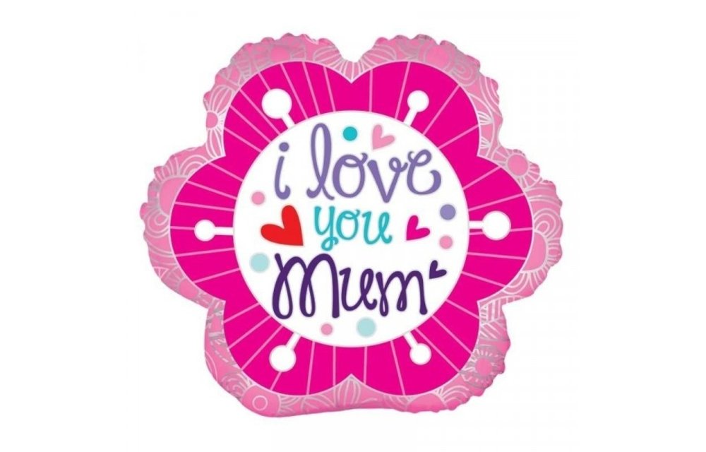 I Love You Mum Pink Flower - 18 inch - Kaleidoscope