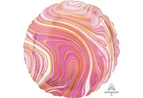 SALE > Round - Marblez Pink - A18"/45cm - 2 stuks