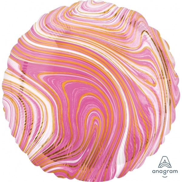SALE > Round - Marblez Pink - A18"/45cm - 2 pcs