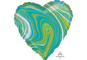 SALE > Heart - Marblez Blue Green A18"/45cm - 2 stuks