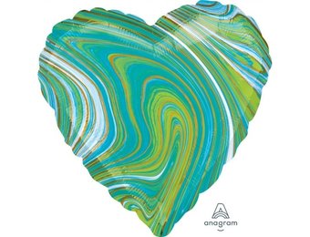 SALE > Heart - Marblez Blue Green A18"/45cm - 2 pcs