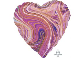 SALE > Heart - Marblez Purple A18"/45cm - 2 pcs