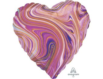 SALE > Heart - Marblez Purple A18"/45cm - 2 stuks