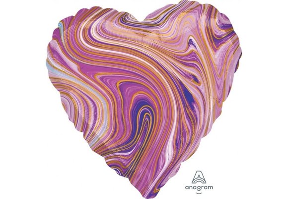 SALE > Heart - Marblez Purple A18"/45cm - 2 stuks