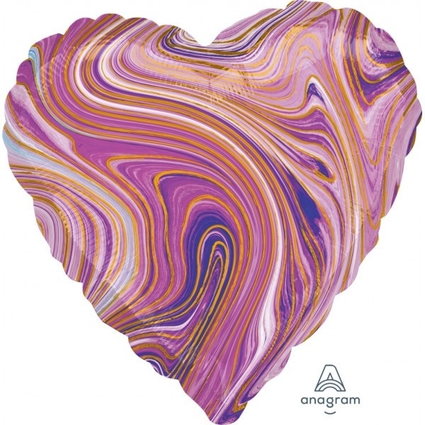 SALE > Heart - Marblez Purple A18"/45cm - 2 pcs