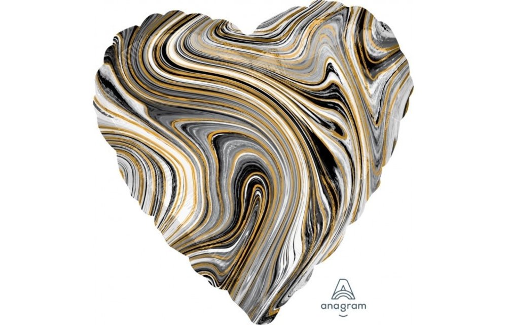 SALE > Heart - Marblez Black A18"/45cm - 18 inch - Anagram - 2 stuks