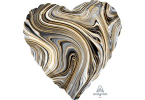 SALE > Heart - Marblez Black A18"/45cm - 2 stuks