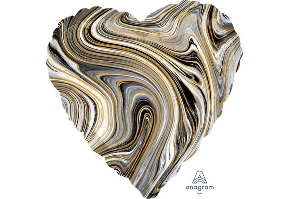SALE > Heart - Marblez Black - 18 inch - Anagram - 2 stuks.