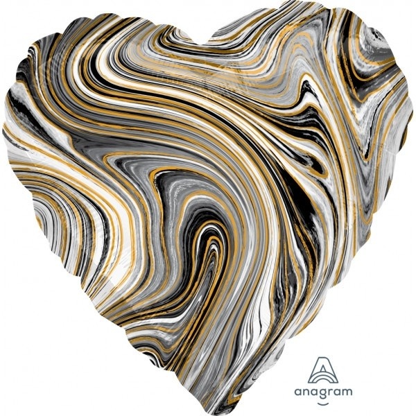 SALE > Heart - Marblez Black A18"/45cm - 2 pcs