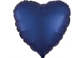 Heart - Satin Luxe Navy A18"/45cm
