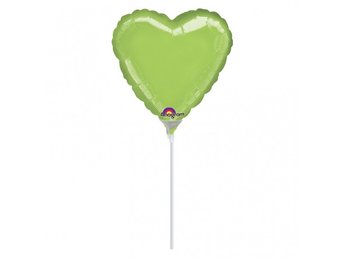 SALE > Heart - Lime Green A9"/22cm - 5 stuks
