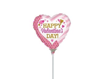 MICRO - HEART Valentine's Day - Pink/Gold - 9 inch - 2 stuks
