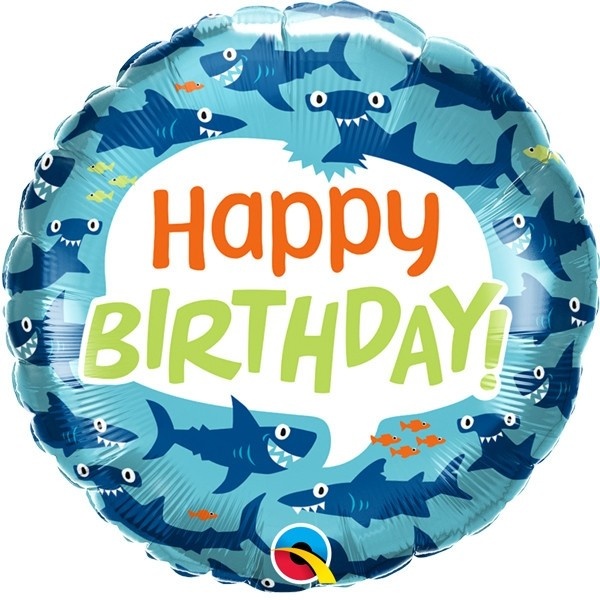Fun Sharks Happy Birthday - 18 inch - Qualatex