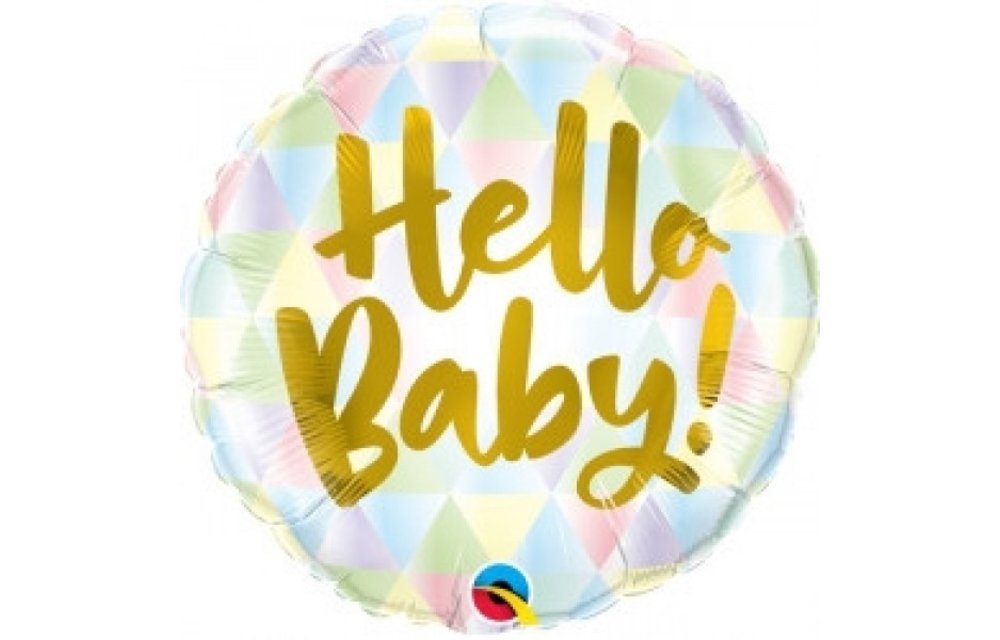 Hello Baby Pastel with Gold - 18 inch Qualatex